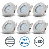 B.K.Licht 6 kom. LED ugradbena kupaonska svjetiljka 230V 4,8W ultra tanka IP44 promjer rupe 60mm topla bijela mat nikal 75x30mm stropna svjetiljka 2