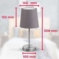 B.K.Licht LED asztali lámpa szövettel, matt nikkel, E14, éjjeliszekrény lámpa kapcsolóval - Gray 7