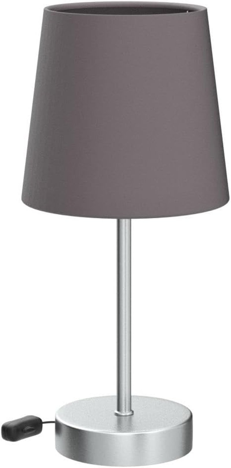 B.K.Licht LED asztali lámpa szövettel, matt nikkel, E14, éjjeliszekrény lámpa kapcsolóval - Gray