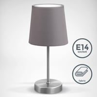 B.K.Licht LED asztali lámpa szövettel, matt nikkel, E14, éjjeliszekrény lámpa kapcsolóval - Gray 3