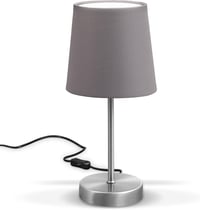 B.K.Licht LED asztali lámpa szövettel, matt nikkel, E14, éjjeliszekrény lámpa kapcsolóval - Gray 1