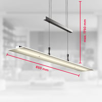 B.K.Licht LED visilica s mogućnošću prigušivanja na dodir, podesiva po visini, topla bijela, mat nikal, 85x175 cm, staklena ploča, za dnevni boravak i blagovaonicu 5