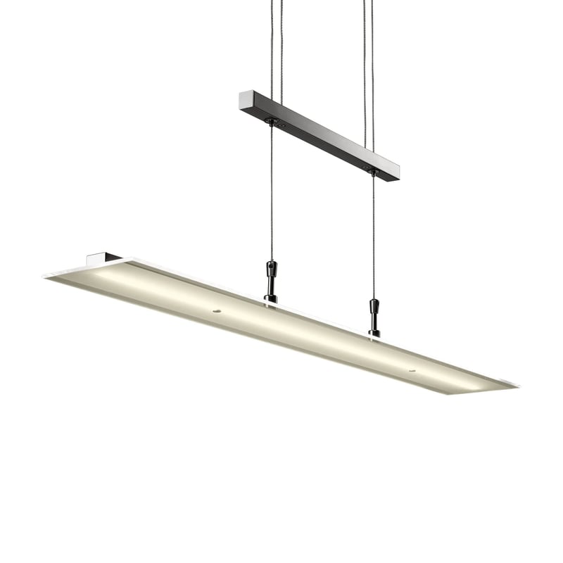 B.K.Licht LED visilica s mogućnošću prigušivanja na dodir, podesiva po visini, topla bijela, mat nikal, 85x175 cm, staklena ploča, za dnevni boravak i blagovaonicu