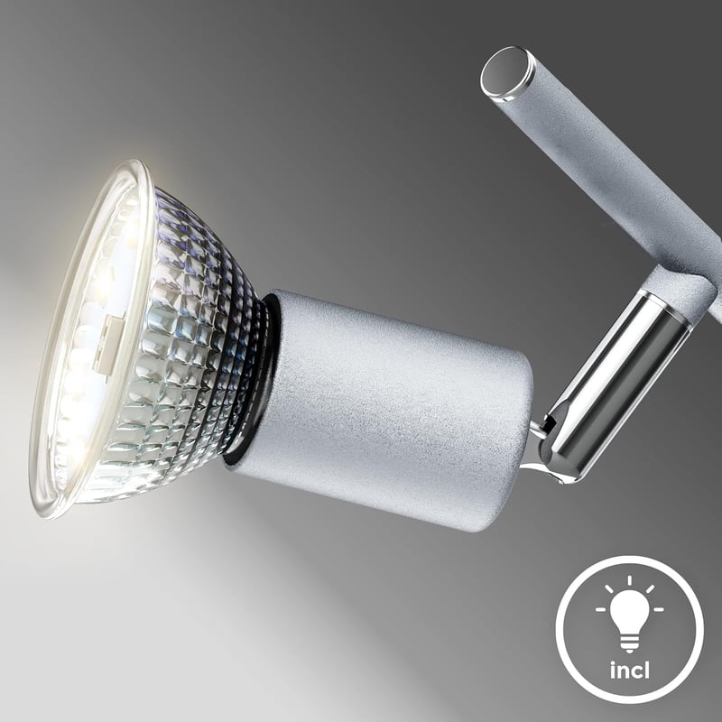 B.K.Licht LED mennyezeti lámpa forgatható meleg fény 6x3W GU10 ezüst titán - 6 focos, Titanium - Bar