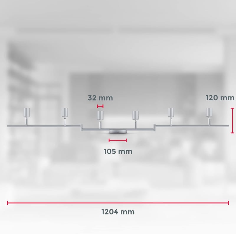 B.K.Licht LED mennyezeti lámpa forgatható meleg fény 6x3W GU10 ezüst titán - 6 focos, Titanium - Bar