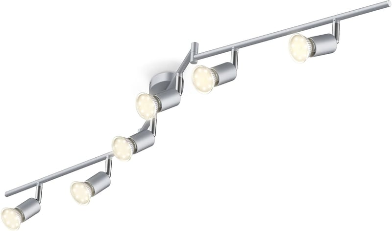 B.K.Licht LED mennyezeti lámpa forgatható meleg fény 6x3W GU10 ezüst titán - 6 focos, Titanium - Bar