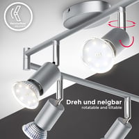 B.K.Licht LED mennyezeti lámpa forgatható meleg fény 6x3W GU10 ezüst titán - 6 focos, Titanium - Bar 4
