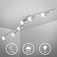 B.K.Licht LED mennyezeti lámpa forgatható meleg fény 6x3W GU10 ezüst titán - 6 focos, Titanium - Bar 2