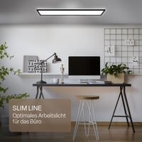 B.K.Licht LED stropné svietidlo s nepriamym svetlom, ploché, neutrálne biele svetlo, IP44, panel, 98x20x3 cm, čierne, kúpeľňa obývačka kuchyňa 5