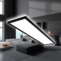 B.K.Licht LED stropné svietidlo s nepriamym svetlom, ploché, neutrálne biele svetlo, IP44, panel, 98x20x3 cm, čierne, kúpeľňa obývačka kuchyňa 1