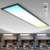 B.K.Licht LED stropna svjetiljka s daljinskim upravljačem, 100x25x6,5 cm, crna, ultra tanki panel, podesiva od tople bijele do hladne bijele boje, za dnevni boravak 1