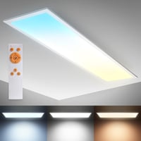 LED stropné svietidlo B.K.Licht s diaľkovým ovládaním, stmievateľné, nastaviteľná teplota bieleho svetla CCT, 24 W, 2200 lm, plochý dizajn, 100 x 25 x 6,3 cm, biele 1