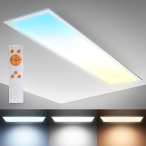 B.K.Licht LED stropna svjetiljka s daljinskim upravljačem, prigušiva, CCT podesiva bijela svjetlost, 24W 2200 lm, plosnat dizajn, 100x25x6,3 cm, bijela