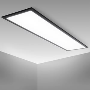 Panou LED de tavan B.K.Licht - 25x100 cm, negru, ultra-subțire, 22W, 2200 lumeni, lumină albă neutră 4000K, pentru sufragerie și dormitor