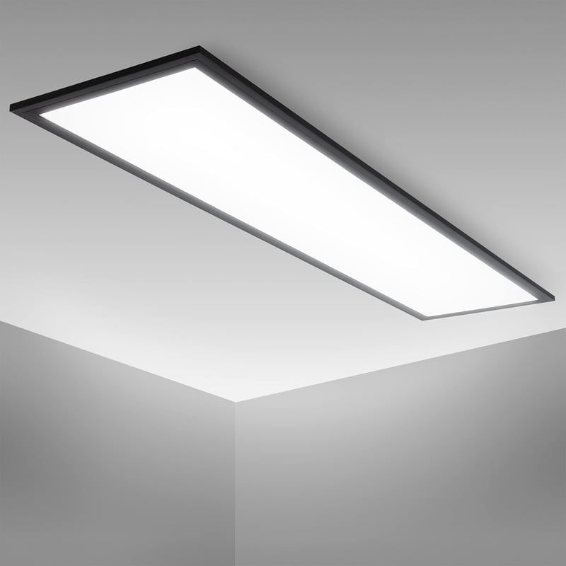 B.K.Licht LED stropna panel svjetiljka - 25x100 cm, crna, ultra tanka, 22W, 2200 lumena, 4000K neutralno bijelo svjetlo, rasvjeta za dnevni boravak i spavaću sobu