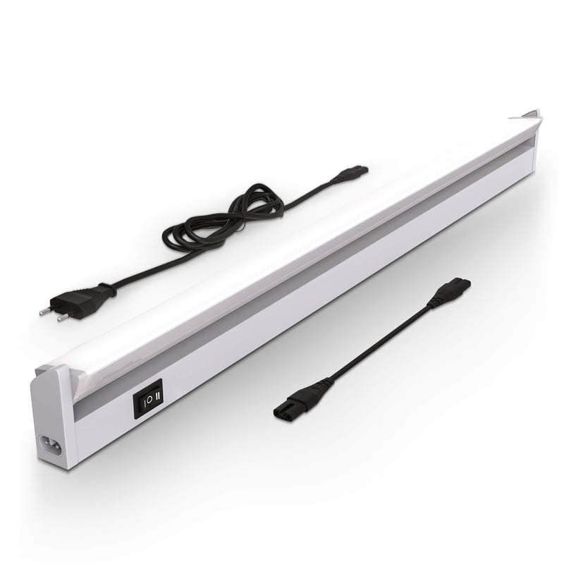 Bandă LED B.K.Licht cu întrerupător, temperatură de culoare reglabilă de la alb cald la alb neutru, extensibilă, iluminat sub dulapul de bucătărie, 54,7x6,1x2,4 cm, argintiu