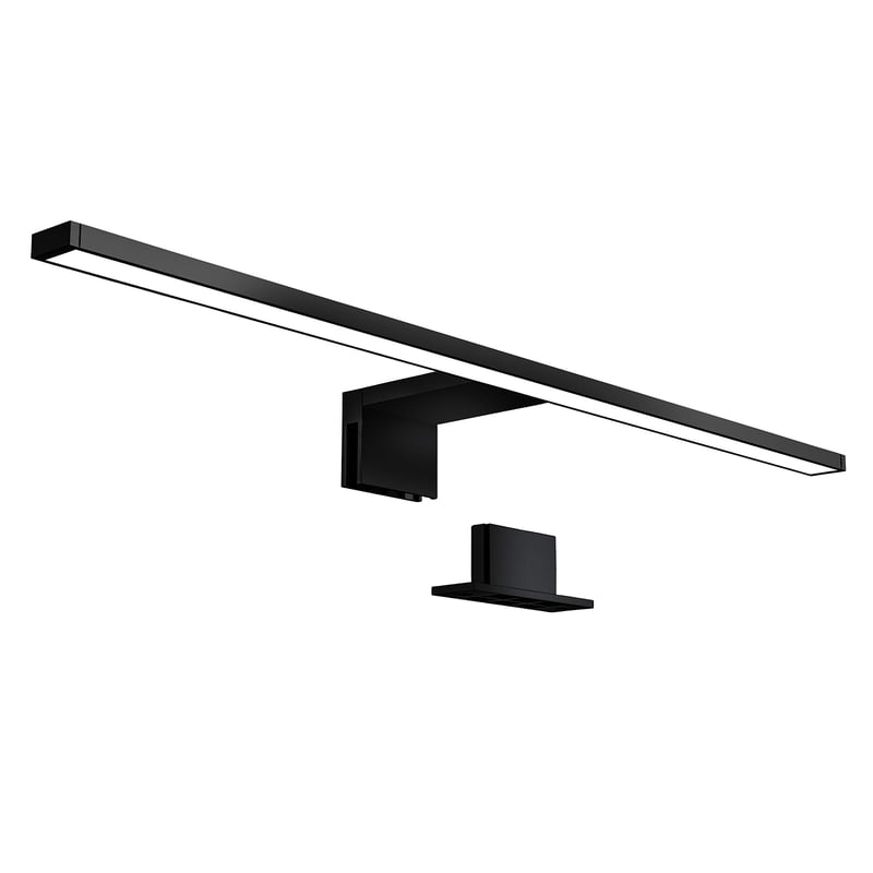 B.K.Licht LED osvetlenie zrkadla do kúpeľne – 60 cm, 8W, 4000K neutrálna biela, 780 lm, IP44, čierne, 2v1 upevnenie, osvetlenie skrinky