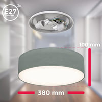 B.K.Licht stropna svjetiljka sa sivim platnenim sjenilom, E27 grlo, maks. 40 W, rasvjeta za dnevni boravak, spavaću sobu i kuhinju, 38x10 cm 8