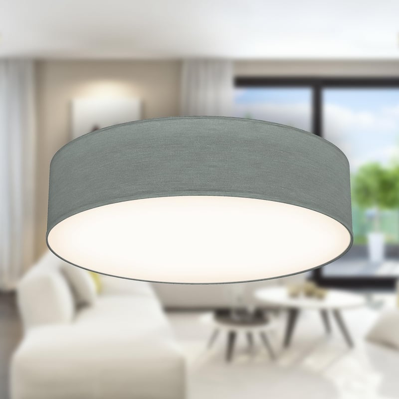 B.K.Licht stropna svjetiljka sa sivim platnenim sjenilom, E27 grlo, maks. 40 W, rasvjeta za dnevni boravak, spavaću sobu i kuhinju, 38x10 cm