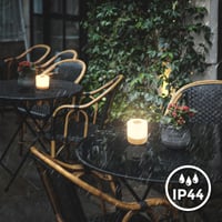 Lampă de masă LED mini B.K.Licht, fără fir, IP44, funcție tactilă, reglabilă treptat, cu acumulator, USB-C, lampă de veghe, pentru exterior/camera copiilor, aspect de lemn, 7x7 cm 6