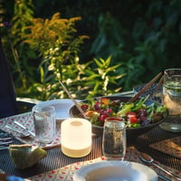 Lampă de masă LED mini B.K.Licht, fără fir, IP44, funcție tactilă, reglabilă treptat, cu acumulator, USB-C, lampă de veghe, pentru exterior/camera copiilor, aspect de lemn, 7x7 cm 8