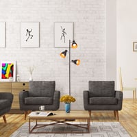 B.K.Licht vintage samostojeća lampa crno-zlatna, E27, maks. 25W, podesiva lampa za čitanje, s nožnim prekidačem, 166,5x22 cm, dekoracija za dnevni boravak 6