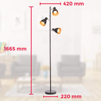 B.K.Licht vintage samostojeća lampa crno-zlatna, E27, maks. 25W, podesiva lampa za čitanje, s nožnim prekidačem, 166,5x22 cm, dekoracija za dnevni boravak 8