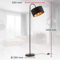 Lampadar vintage B.K.Licht cu întrerupător de picior, abajur textil negru-auriu, pivotant, E27, 25x145 cm, lampă de citit în stil industrial pentru living 8