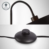 Lampadar vintage B.K.Licht cu întrerupător de picior, abajur textil negru-auriu, pivotant, E27, 25x145 cm, lampă de citit în stil industrial pentru living 4