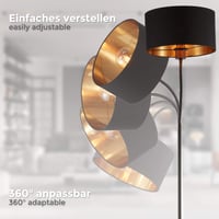Lampadar vintage B.K.Licht cu întrerupător de picior, abajur textil negru-auriu, pivotant, E27, 25x145 cm, lampă de citit în stil industrial pentru living 5