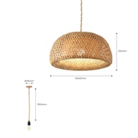 B·LED BARCELONA LED vintage stropné svietidlo z bambusového ratanu, 45 cm, objímka E27, do jedálne, kuchyne a obývačky 9