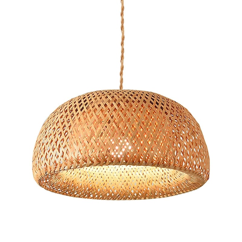 B·LED BARCELONA LED vintage stropné svietidlo z bambusového ratanu, 45 cm, objímka E27, do jedálne, kuchyne a obývačky