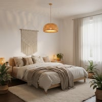 B·LED BARCELONA LED vintage stropné svietidlo z bambusového ratanu, 45 cm, objímka E27, do jedálne, kuchyne a obývačky 6