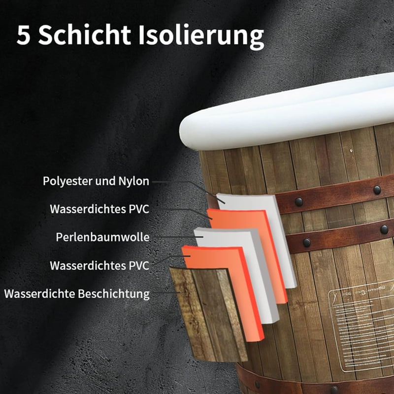 B&Y Összecsukható Fürdőkád 80cm Hideg Vizes Terápia Sportolóknak 377L - Wood with lid 80 x 75 cm