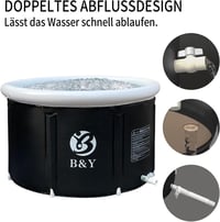 B&Y Összecsukható Fürdőkád 89x55cm Jégfürdő Hordozható Hidegvizes Kád 342L 6