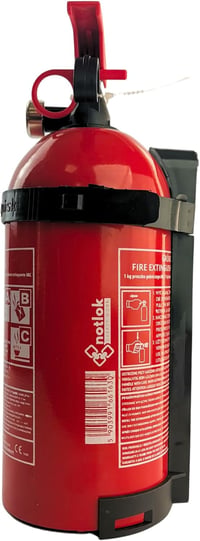 notlok Safety Work 2 db 1 kg-os ABC Poroltó Készülék | Elektromos Eszközökhöz < 1000 V | Mini Tűzoltó Készülék Konyhába és Autóba | Tartóval 6