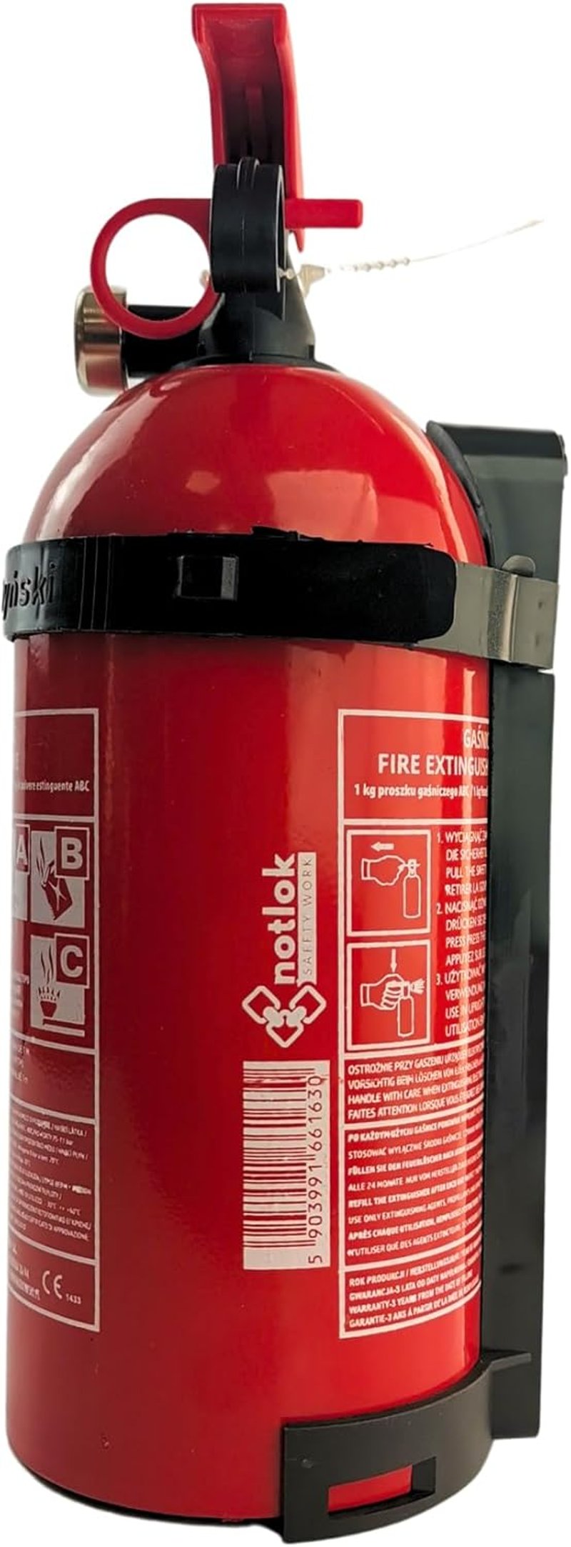 notlok Safety Work 2 db 1 kg-os ABC Poroltó Készülék | Elektromos Eszközökhöz < 1000 V | Mini Tűzoltó Készülék Konyhába és Autóba | Tartóval