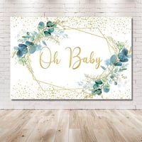 MEHOFOND 240x180 cm Zöld Leveles Fotóháttér Arany Pöttyökkel - Baba Fotózás, Születésnap, Baby Shower Dekoráció, Torta Fotózás 5