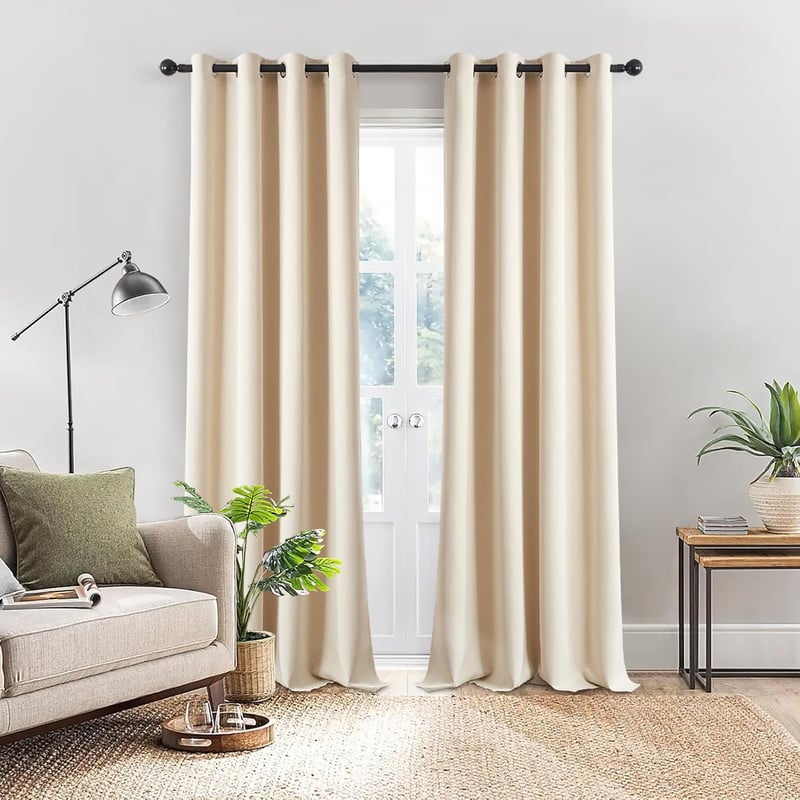 Topfinel Bézs Sötétítő Függöny 140x225 cm - Hőszigetelő, Fényáteresztést Gátló Függöny Ösennel