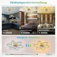 Revneey LED Mennyezeti Ventilátor 6 Fejjel - 66W Szabályozható Fényerő (3000-6000K), Csendes, Irányváltható, Arany, 78x15cm - Nappali, Háló, 4