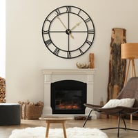 HAITANG 80 cm Nagyméretű Fekete Fali Óra - Modern Fém Kivitel, Római Számlappal, Csendes Járás, Nappali, Hálószoba, Konyha Dekorációhoz 6