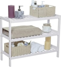 SONGMICS Bambusz Cipőtartó 3 Polcos Fehér 70x55cm Előszoba Hálószoba Nappali - 70 x 55 x 26 cm, White 8