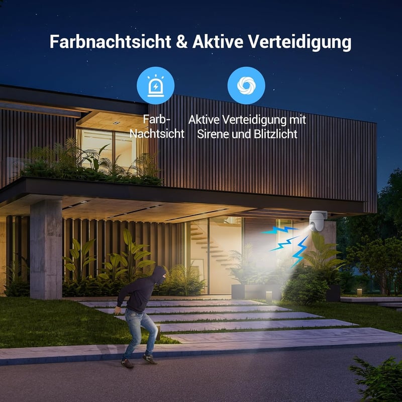 EZVIZ C8c 3K Kültéri WiFi Kamera 5MP Felbontással - 350° Forgatható Biztonsági Kamera Személy/Jármű Érzékeléssel, Színes Éjjellátással és Ké