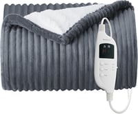 Bedsure Elektromos Takaró - 130x180cm, 8 Fokozatú, Gyors Fűtésű, Csíkos Flanel 1
