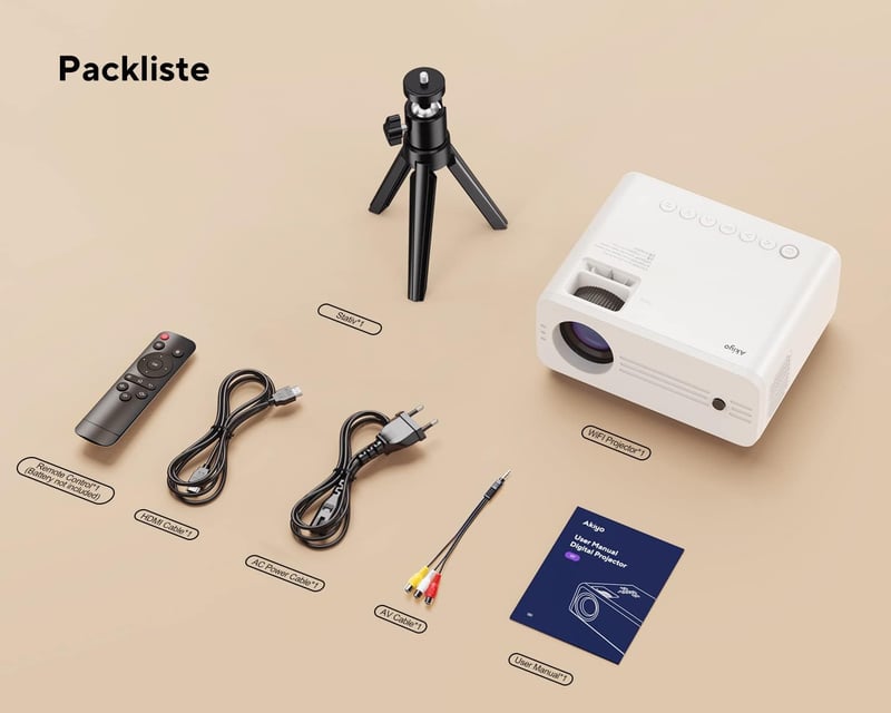 AKIYO O7 Full HD 1080P WiFi Bluetooth Projektor 200 ANSI - Hordozható Házimozi Vetítő 240" Képernyővel, 5G Támogatással, Kompatibilis Fire S