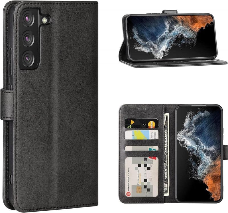Samsung Galaxy S22 Plus 5G védőtok RFID védelemmel, 3 kártyatartóval - Fekete