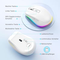 seenda Vezeték Nélküli Egér LED Világítással - Újratölthető, Csendes 2.4G USB Egér Mouse Jiggler Funkcióval, 2000 DPI - PC, Laptop, Windows, 6
