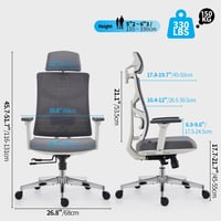 HOLLUDLE Ergonomikus Irodai Szék Állítható Háttámlával és Fejtámlával, Fehér 2