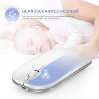 seenda Vezeték Nélküli Billentyűzet-Egér Szett - Újratölthető, Ultravékony Fém Billentyűzet QWERTZ Kiosztással PC/Laptop/Smart TV-hez, Fehér 6