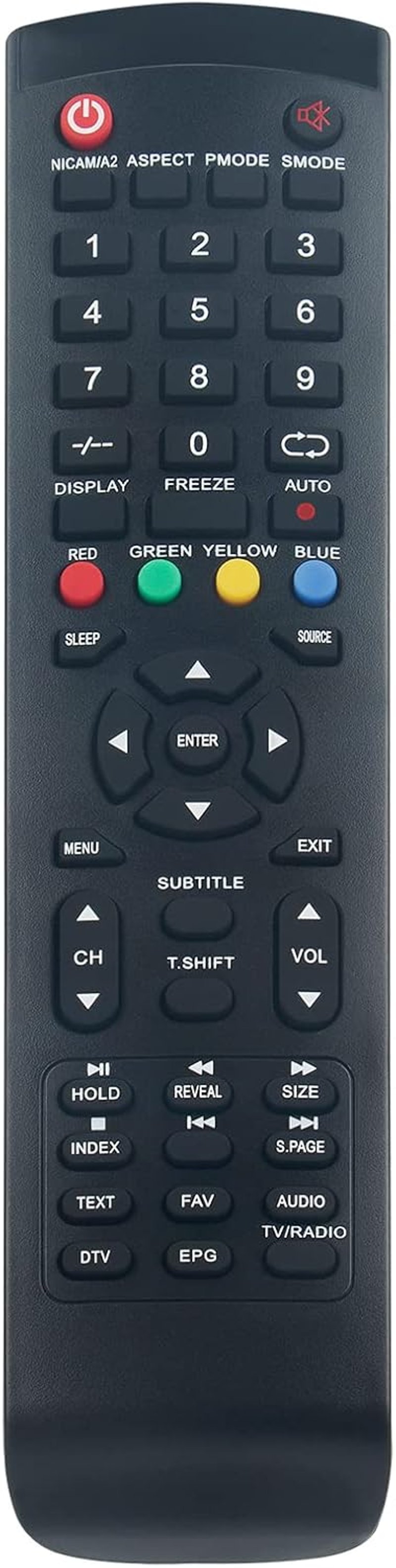 ALLIMITY Univerzális Távirányító AKAI Smart TV-hez - Kompatibilis AKTV190, AKTV3210, AKTV4026 és Más Modellekkel, 10m Hatótávolság